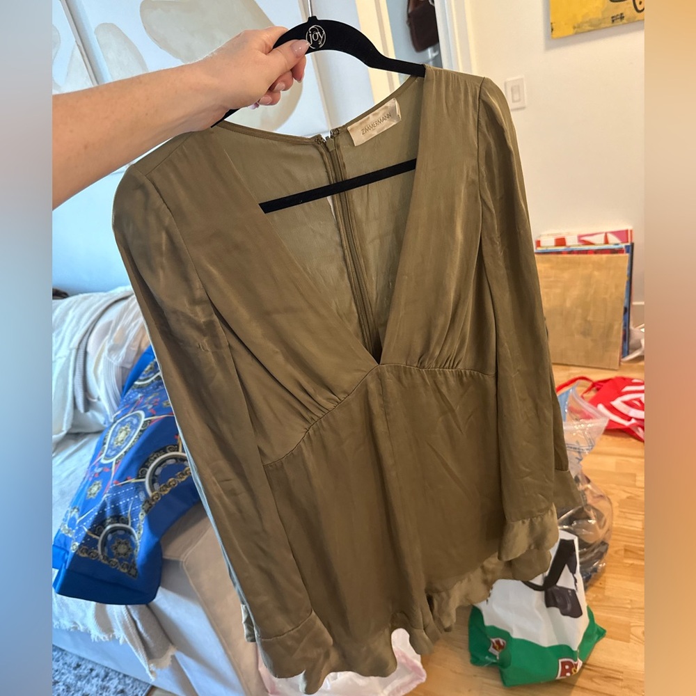Zimmermann green V-Neck romper